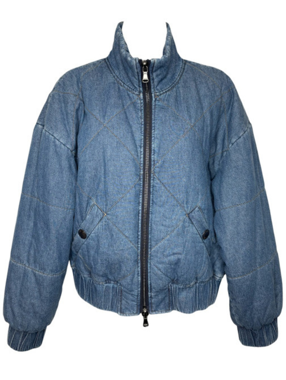 L'AGENCE "Ryah" Quilted Denim Bomber Jacket